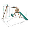 Station en bois avec portique 3 agrès et balançoire - Tulipe dimensions