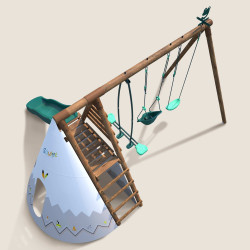 Station de jeux en bois avec portique, tipi et toboggan - Camélia - Vue de dessus
