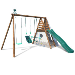 Station en bois avec portique, tipi et toboggan - Camélia - Vue 3/4 droite