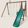 Station en bois traité pour enfant 3 agrès et toboggan - Ankara - Vue 3/4 gauche