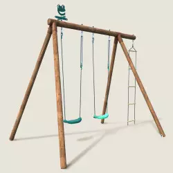 Portique balançoire en bois 3 agrès avec échelle ARTHUR