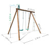 Portique en bois avec échelle et balançoire 3 agrès 2m22 - Arthur