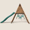 Station avec portique en bois balançoire et toboggan - Jacinthe - Vue de gauche