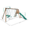 Station avec portique en bois balançoire et toboggan - Jacinthe - Dimensions