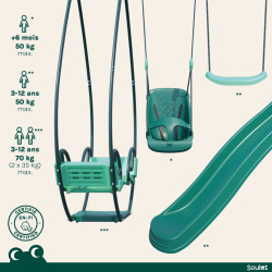Station de jeux pour enfant avec portique et toboggan - Colza - Zoom agrès inclus