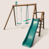 Petite station en bois 2 agrès et toboggan en plastique - Menthe - Vue 3/4 gauche