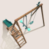 Petite station en bois 2 agrès et toboggan en plastique - Menthe - Vue de dessus