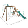 Petite station en bois 2 agrès et toboggan en plastique - Menthe - Dimensions