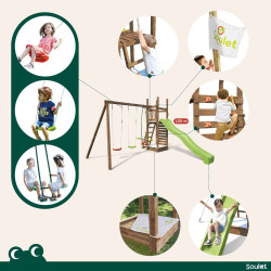 Aire de jeux pour enfant avec portique et mur d'escalade - HAPPY Swing & Climbing 150 - Activités.