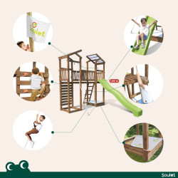 Aire de jeux 2 tours avec pont et toboggan - FUNNY Bridge - Activités.