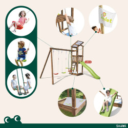 Aire de jeux avec portique et bac à  sable - HAPPY Swing 120 - Aire de jeux, avec toboggan h. 120 cm - Activités possibles sur l
