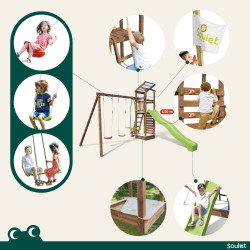 Aire de jeux pour enfant avec portique et bac à  sable - HAPPY Swing 150 - Aire de jeux, avec toboggan h. 150 cm - Activités.