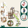 Aire de jeux 2 tours avec portique et mur d'escalade - FUNNY Swing & Climbing 120 - Activités.