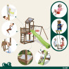 Aire de jeux pour enfant 2 tours avec portique et bac à  sable - FUNNY Swing 150 -  Activités possibles sur la structure de jeux