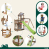 Aire de jeux pour enfant 2 tours avec portique et mur d'escalade - FUNNY Swing & Climbing 150 - Activités possibles sur la struc