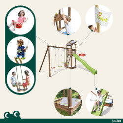 Aire de jeux pour enfant avec portique et bac à  sable - HAPPY Slide 150 - Activités possibles sur la structure de jeux