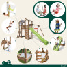 Aire de jeux pour enfant 2 tours avec pont et portique - FUNNY Swing & Bridge 150 - Activités possibles sur la structure de jeux