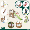 Aire de jeux pour enfant 2 tours avec portique et mur d'escalade - FUNNY Big Climbing - Activités possibles sur la structure de 