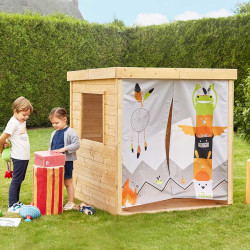 Cabane en bois et tissu pour enfants - Indian - Pour 2 enfants de 3 à 12 ans