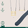 Balançoire avec toboggan en bois traité carré, Objectif Nature 2 agrès - Prune - Activités.