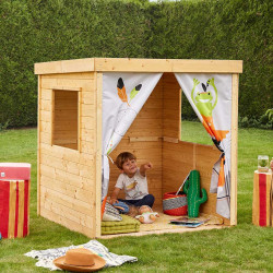 Cabane en bois et tissu pour enfants - Indian - Usage familial en extérieur