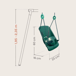Siège de balançoire bébé évolutif LILLY - Soulet - 6 à 36 mois - Dimensions