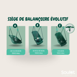 Siège de balançoire bébé évolutif LILLY - Soulet - 6 à 36 mois - Information évolution
