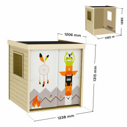 Cabane en bois et tissu pour enfants - Indian - Dimensions