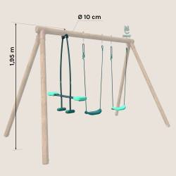 Pack Cocoon 3 accessoires - 2 balançoire et 1 face à face pour portique H195 cm_Dimensions
