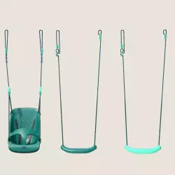 Pack 3 agrès 2 balançoires et siège bébé pour portique H195 cm LILLY