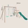 Pack Cocoon 4 accessoires - 2 balançoires - 1 face à face et 1 toboggan pour portique H195 cm Photo dimensions