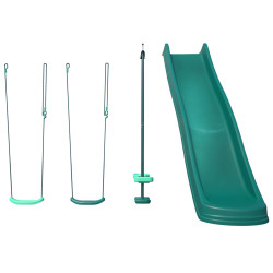 Pack 4 accessoires - 2 balançoires - 1 face à face et 1 toboggan pour portique H222 cm - Packshot