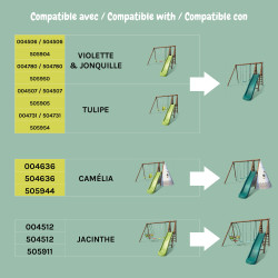 Pack 4 accessoires - 2 balançoires - 1 face à face et 1 toboggan pour portique H222 cm - Compatibilité