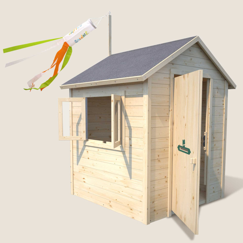 Cabane en bois pour enfants – Garance - Vue 3/4 droite