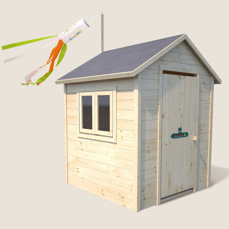 Cabane maisonnette en bois pour enfants – Garance - Vue d'ensemble - Porte fermée