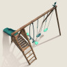 Portique en bois avec plateforme 3 agrès et toboggan - Violette - Vue de dessus