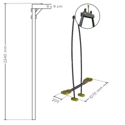 Balançoire vis-à-vis deux enfants en métal - Agrès pour portiques bois à poutres carrées 2m24 - Dimensions du produit