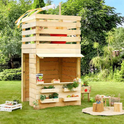 Cabane en bois epicerie pour enfants - Shopping - Pour 4 enfants de 3 à 12 ans