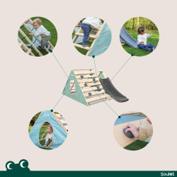 Aire de jeux en bois Hercule - Toboggan et escalade, 18 mois et + - Les activités possibles sur la structure de jeux