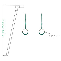 Paire d'anneaux en métal - Pour un enfant, de 3 à 12 ans dimensions
