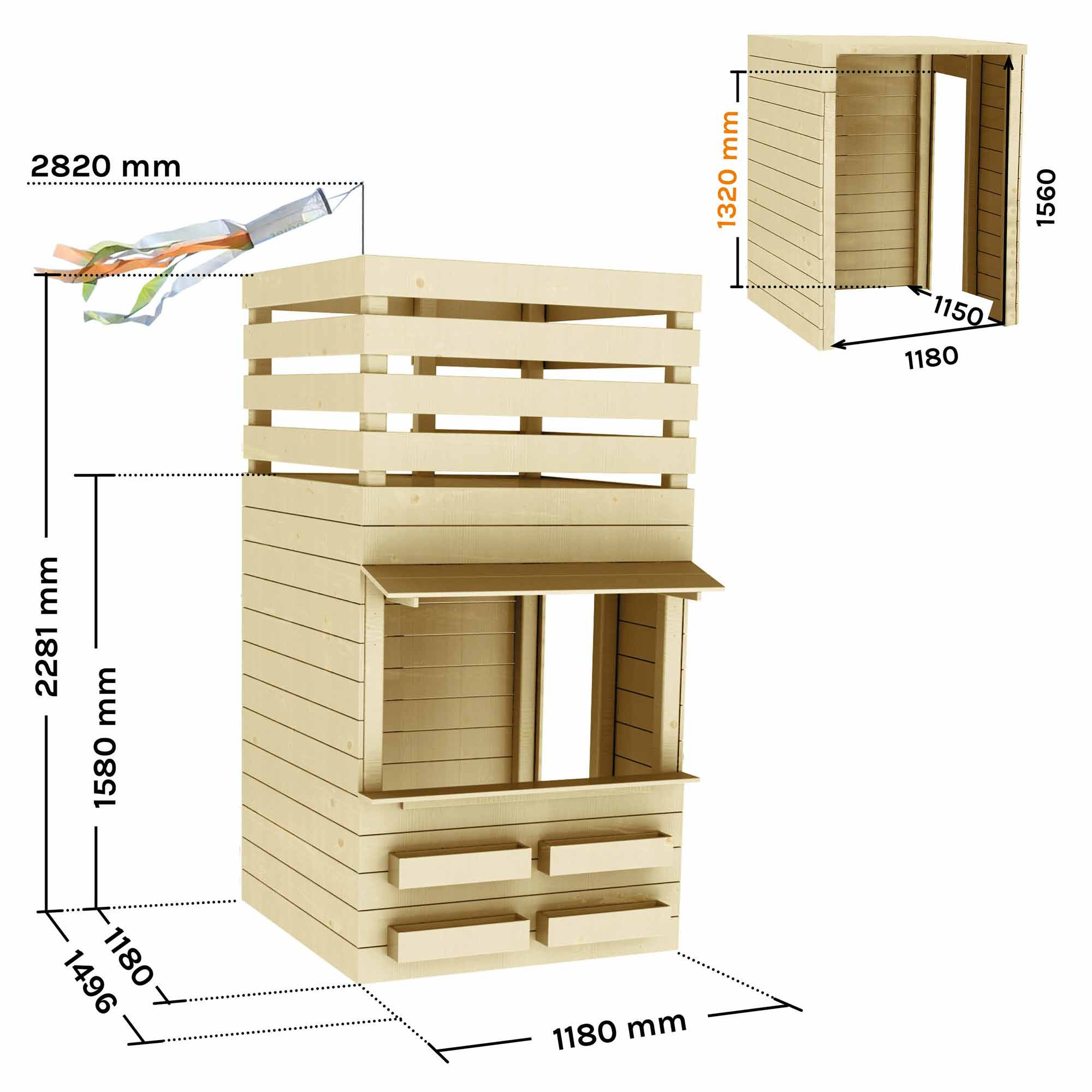 Cabane en bois, maisonnette marchande pour enfants • LOOVE