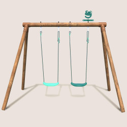 Portique en bois enfant 2 balançoires - Alizee
