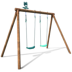 Portique en bois traité 2 agrès - Alizee - Vue 3/4 droite