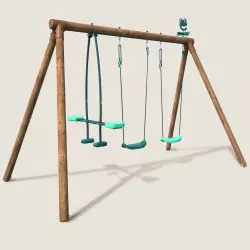 Portique balançoire en bois 3 agrès avec face à face PACCO