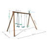 Portique en bois traité 3 agrès - Pacco - Dimensions