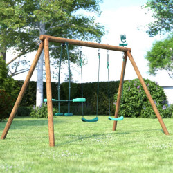 Portique en bois traité 3 agrès - Pacco - Usage familial en extérieur