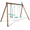 Portique en bois enfant 3 agrès balançoires et vis à vis - Pacco
