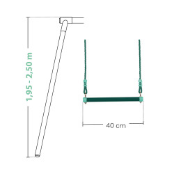 Trapèze en métal (agrès) - vert foncé - Soulet - Portique et balançoire 1m95 à 2m50 - Dimensions