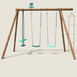 Grand portique en bois pour enfant 4 agrès - Gabin - Vue face