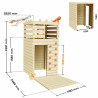 Cabane en bois pour enfants et ado avec mur escalade - Knight - Dimensions